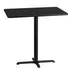 image of Flash Furniture XU-BLKTB-3042-T2230B-GG 42"W Bar Height Rectangular Table, Black Laminate, 43-1/8"H, Four Point Base