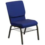 image of Flash Furniture XU-CH-60096-NVY-DOT-BAS-GG Hercules Series Navy Blue Stacking Church Chair, 800 lb. Capacity, Dot Patterned Polyester Upholstery, Gold Vein Finish