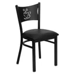 image of Flash Furniture XU-DG-60099-COF-BLKV-GG Hercules Series Black Vinyl Upholstered Metal Restaurant Chair