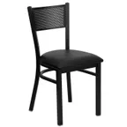 image of Flash Furniture XU-DG-60115-GRD-BLKV-GG Hercules Series Restaurant Chair, Black Vinyl Upholstered Seat, Metal Grid Back, 18 Gauge Steel Frame