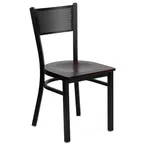 image of Flash Furniture XU-DG-60115-GRD-MAHW-GG Hercules Series Restaurant Chair, Metal Grid Back, Mahogany Finish Plywood Seat, Welded Steel Frame