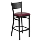 image of Flash Furniture XU-DG-60116-GRD-BAR-BURV-GG Hercules Series Restaurant Bar Stool, Metal Back, Burgundy Vinyl Seat, Black Powder Coated Frame