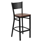 image of Flash Furniture XU-DG-60116-GRD-BAR-CHYW-GG Hercules Series Restaurant Barstool, Metal Back, Cherry Finish Wood Seat, Black Powder Coated Steel Frame