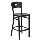 image of Flash Furniture XU-DG-60120-CIR-BAR-MAHW-GG Hercules Series Metal Back Restaurant Bar Stool, Mahogany Finish, Armless, 18 Gauge Steel Frame