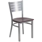 image of Flash Furniture XU-DG-60401-MAHW-GG Hercules Series Restaurant Chair, Metal Cutout Slat Back, Mahogany Finish Plywood Seat