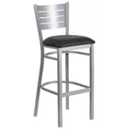 image of Flash Furniture XU-DG-60402-BAR-BLKV-GG Hercules Series Black Vinyl Upholstered Restaurant Bar Stool with Metal Slat Back