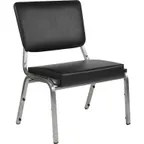 image of Flash Furniture XU-DG-60442-660-2-BV-GG Hercules Series Bariatric Stacking Chair, 1500 lb, Vinyl Upholstery, Black, Silver Vein Finish