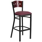 image of Flash Furniture XU-DG-60515-MAH-BAR-BURV-GG Hercules Series Mahogany Wood Back Restaurant Bar Stool with Burgundy Vinyl Upholstered Seat