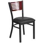 image of Flash Furniture XU-DG-6G5B-MAH-BLKV-GG Hercules Series Restaurant Chair, Wood Back, Black Vinyl Upholstered Seat, 18 Gauge Steel Frame