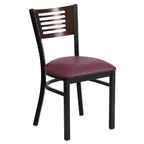 image of Flash Furniture XU-DG-6G5B-WAL-BURV-GG Hercules Series Restaurant Chair, Wood Back, Burgundy Vinyl Seat, Black Powder Coated Steel Frame