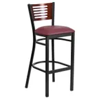 image of Flash Furniture XU-DG-6H1B-MAH-BAR-BURV-GG Hercules Series Restaurant Bar Stool, Wood Back, Burgundy Vinyl Seat, 18 Gauge Steel Frame