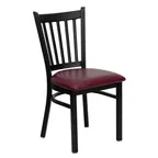 image of Flash Furniture XU-DG-6Q2B-VRT-BURV-GG Hercules Series Restaurant Chair, Metal Slat Back, Burgundy Vinyl Seat, 18 Gauge Steel Frame
