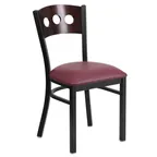 image of Flash Furniture XU-DG-6Y2B-WAL-BURV-GG Hercules Series Restaurant Chair, Walnut Wood Back with Cutouts, Burgundy Vinyl Seat