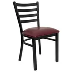 image of Flash Furniture XU-DG694BLAD-BURV-GG Hercules Series Restaurant Chair, Metal Ladder Back, Burgundy Vinyl Seat, 18 Gauge Steel Frame