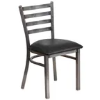 image of Flash Furniture XU-DG694BLAD-CLR-BLKV-GG Hercules Series Restaurant Chair, Metal Ladder Back, Black Vinyl Upholstered Seat, 18 Gauge Steel Frame