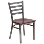 image of Flash Furniture XU-DG694BLAD-CLR-MAHW-GG Hercules Series Restaurant Chair, Metal Ladder Back, Mahogany Finish