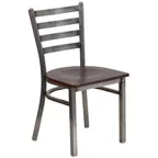 image of Flash Furniture XU-DG694BLAD-CLR-WALW-GG Hercules Series Restaurant Chair, Metal Ladder Back, Walnut Finish Plywood Seat, Welded Steel Frame