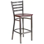 image of Flash Furniture XU-DG697BLAD-CLR-BAR-MAHW-GG Hercules Series Restaurant Bar Stool, Metal Ladder Back, Mahogany Finish