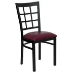 image of Flash Furniture XU-DG6Q3BWIN-BURV-GG Hercules Series Restaurant Chair, Burgundy Vinyl Upholstered Seat, Metal Grid Back, 18 Gauge Steel Frame