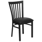 image of Flash Furniture XU-DG6Q4BSCH-BLKV-GG Hercules Series Black Vinyl Restaurant Chair, Metal Slats, 18 Gauge Steel Frame