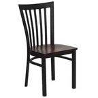 image of Flash Furniture XU-DG6Q4BSCH-MAHW-GG Hercules Series Restaurant Chair, Metal Slat Back, Mahogany Finish Plywood Seat, Black Powder Coated Steel Frame