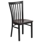 image of Flash Furniture XU-DG6Q4BSCH-WALW-GG Hercules Series Restaurant Chair, Metal Slatted Back, Walnut Finish Plywood Seat, 18 Gauge Steel Frame