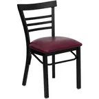 image of Flash Furniture XU-DG6Q6B1LAD-BURV-GG Hercules Series Restaurant Side Chair, Ladder Back, Burgundy Vinyl, 18 Gauge Steel Frame, Black Powder Coat