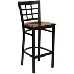 image of Flash Furniture XU-DG6R7BWIN-BAR-MAHW-GG Hercules Series Restaurant Bar Stool, Metal Grid Back, Mahogany Finish, 18 Gauge Steel Frame