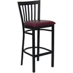 image of Flash Furniture XU-DG6R8BSCH-BAR-BURV-GG Hercules Series Restaurant Bar Stool, Metal Slat Back, Burgundy Vinyl Seat, 18 Gauge Steel Frame