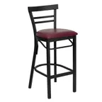 image of Flash Furniture XU-DG6R9BLAD-BAR-BURV-GG Hercules Series Restaurant Bar Stool, Metal Ladder Back, Burgundy Vinyl Upholstered Seat, 18 Gauge Steel