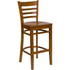 image of Flash Furniture XU-DGW0005BARLAD-CHY-GG Hercules Series Restaurant Bar Stool, Wood Ladder Back, Cherry Finish Beechwood, Armless
