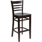 image of Flash Furniture XU-DGW0005BARLAD-WAL-GG Hercules Series Wood Ladder Back Restaurant Bar Stool with Walnut Finish Beechwood Seat