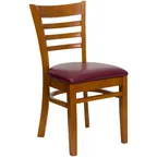 image of Flash Furniture XU-DGW0005LAD-CHY-BURV-GG Hercules Series Restaurant Chair, Cherry Finish, Ladder Back, Burgundy Vinyl Seat