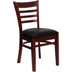image of Flash Furniture XU-DGW0005LAD-MAH-BLKV-GG Hercules Series Restaurant Chair, Wood Ladder Back, Black Vinyl Seat, Mahogany Finish