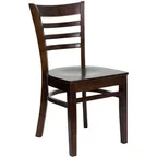 image of Flash Furniture XU-DGW0005LAD-WAL-GG Hercules Series Restaurant Chair, Wood Ladder Back, Walnut Finish Beechwood