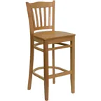 image of Flash Furniture XU-DGW0008BARVRT-NAT-GG Hercules Series Restaurant Bar Stool, Wood Slat Back, Beechwood Frame, Natural Finish