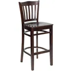 image of Flash Furniture XU-DGW0008BARVRT-WAL-GG Hercules Series Walnut Finish Beechwood Restaurant Bar Stool with Slat Back and Footrest