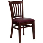 image of Flash Furniture XU-DGW0008VRT-MAH-BURV-GG Hercules Series Restaurant Chair, Mahogany Finish, Burgundy Vinyl Seat, Wood Slat Back