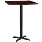 image of Flash Furniture XU-MAHTB-2424-T2222B-GG 24" Square Bar Height Table, Mahogany Laminate, Black PVC Edge, 43-1/8"H