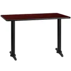 image of Flash Furniture XU-MAHTB-3048-T0522-GG 48"W Rectangular Dining Table, Mahogany Finish, PVC Edge, Pedestal Base