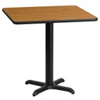 image of Flash Furniture XU-NATTB-2424-T2222-GG 24x24 Square Pedestal Dining Table, Natural Laminate, Black PVC Edge, 31-1/8H