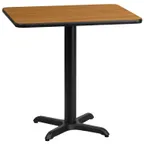 image of Flash Furniture XU-NATTB-2430-T2222-GG 30x24 Rectangular Dining Table, Natural Laminate, Black PVC Edge, Pedestal Base