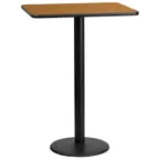 image of Flash Furniture XU-NATTB-2430-TR18B-GG 30x24 Rectangular Bar Height Table, Natural Laminate, Black PVC Edge, 18 Dia. Base