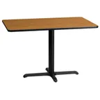 image of Flash Furniture XU-NATTB-2442-T2230-GG 42"W Rectangular Dining Table, Natural Laminate, Black PVC Edge, Pedestal Base