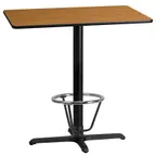 image of Flash Furniture XU-NATTB-2442-T2230B-3CFR-GG 42" Rectangular Bar Height Table, Natural Laminate, 43"H, MDF Top, Black PVC Edge