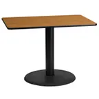 image of Flash Furniture XU-NATTB-2442-TR24-GG 42"W Rectangular Dining Table, Natural Laminate, Black PVC Edge, 24" Round Base