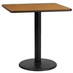 image of Flash Furniture XU-NATTB-3030-TR18-GG 30x30 Square Pedestal Dining Table, Natural Laminate, Black PVC Edge, 18 Dia. Base
