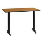 image of Flash Furniture XU-NATTB-3042-T0522-GG 42"W x 30"D Rectangular Dining Table, MDF Top, Natural Finish, Black PVC Edge