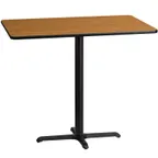 image of Flash Furniture XU-NATTB-3048-T2230B-GG 48" Rectangular Bar Height Table, Natural Laminate, Black PVC Edge, 30"D x 43-1/8"H