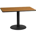 image of Flash Furniture XU-NATTB-3048-TR24-GG 48"W Rectangular Dining Table, Natural Laminate, Black PVC Edge, 24" Round Base